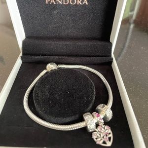 Authentic Pandora Silver bracelet with Charms Pendant NEW IN BOX
